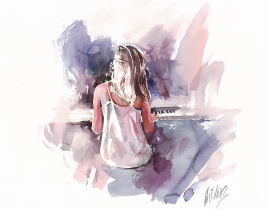 Young pianist - print