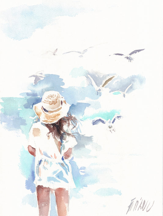 Morning with seagulls - print