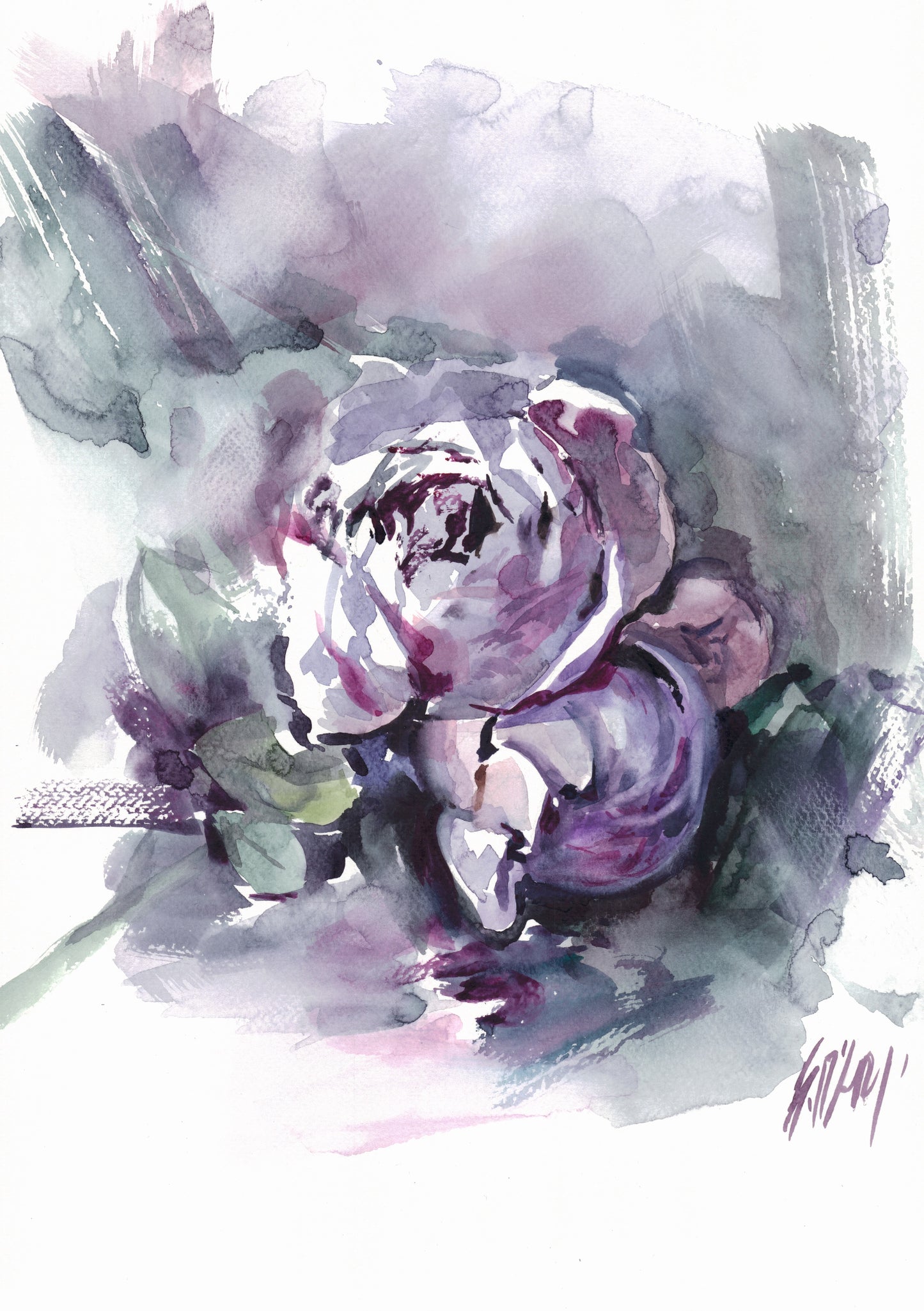 Peonies in purple - original