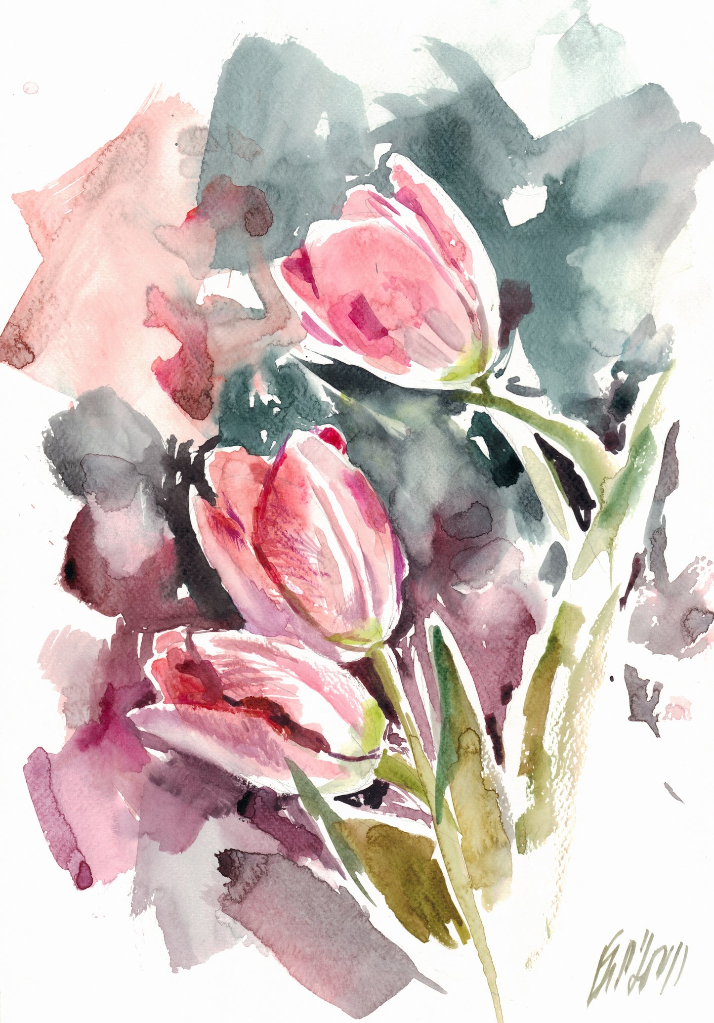 Three tulips - original