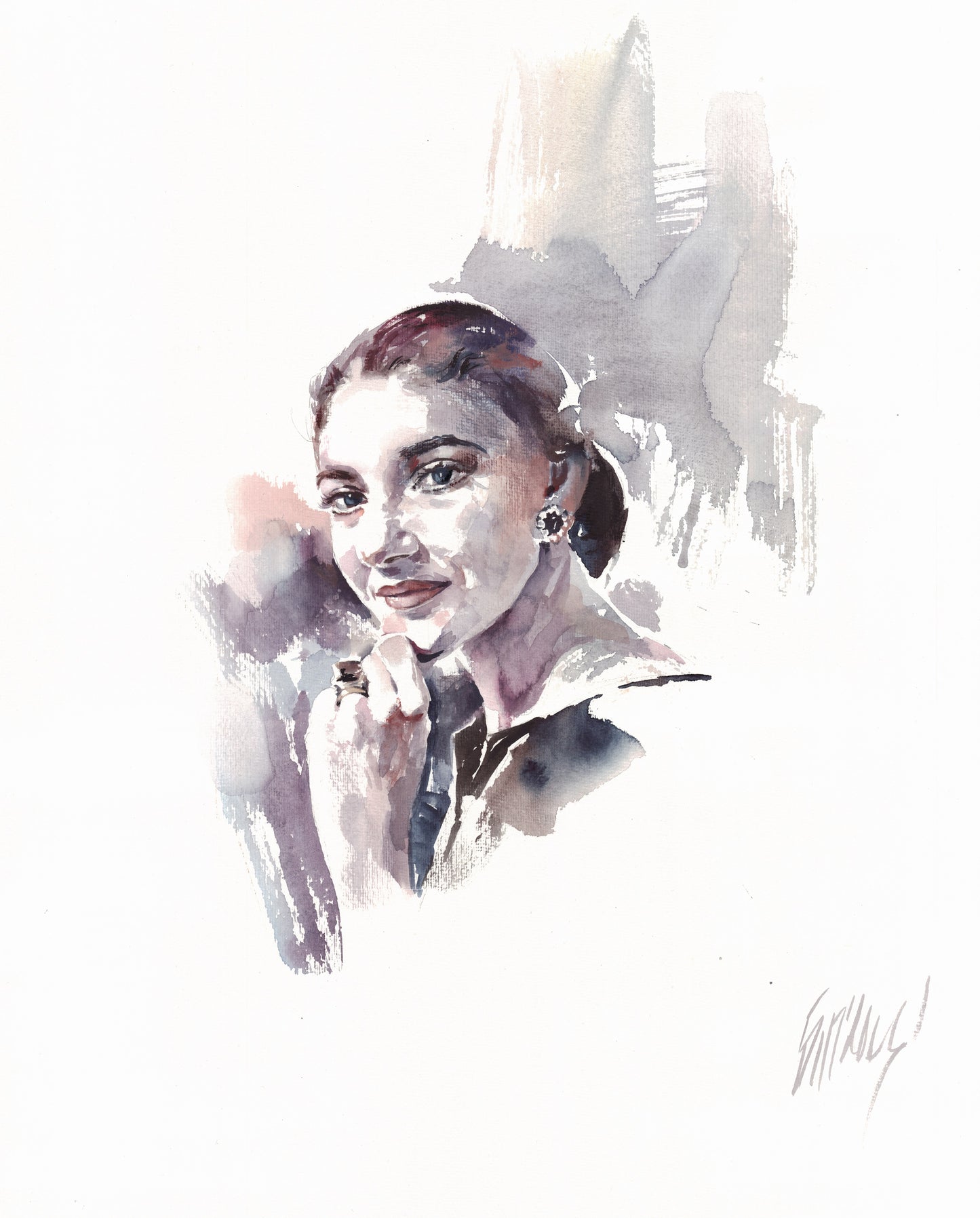 Maria Callas - original watercolor