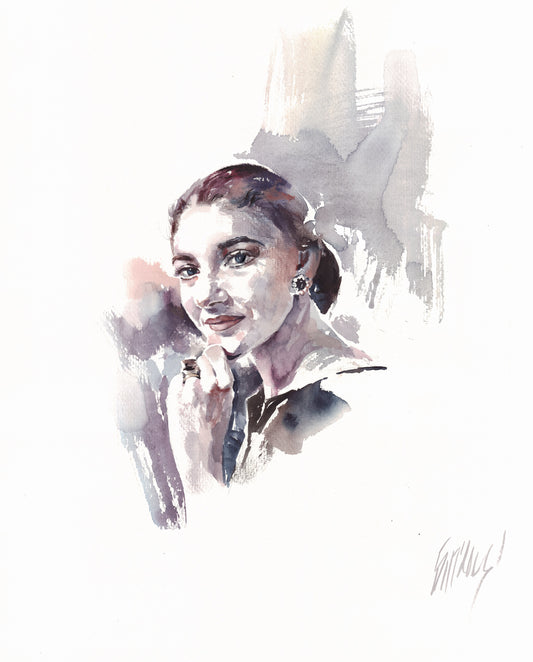 Maria Callas - original watercolor