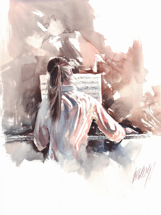 On the piano - print