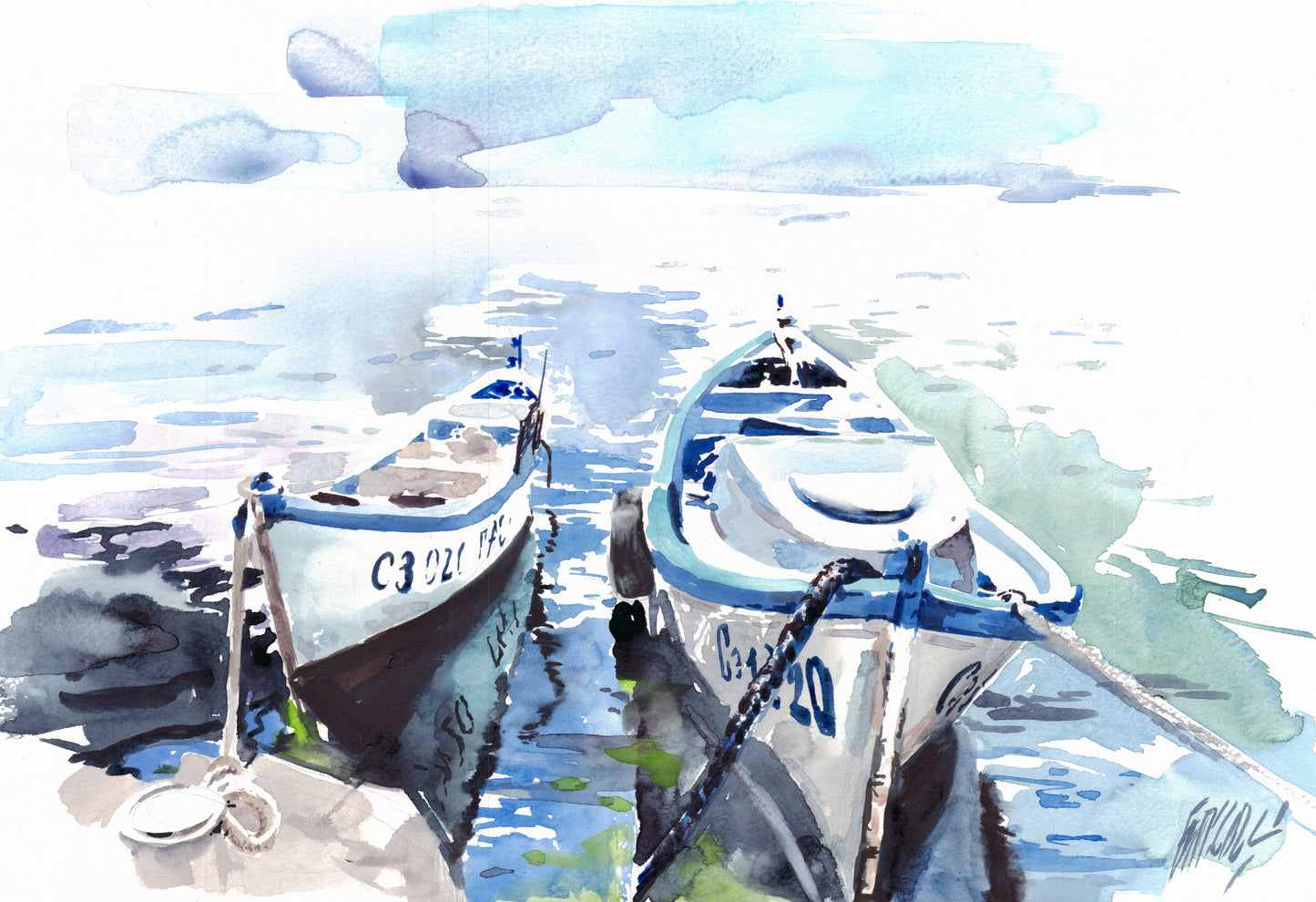 Two boats - print