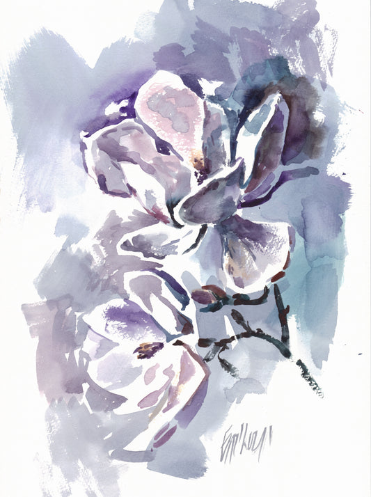 White magnolias - print