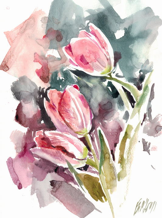 Three tulips - print