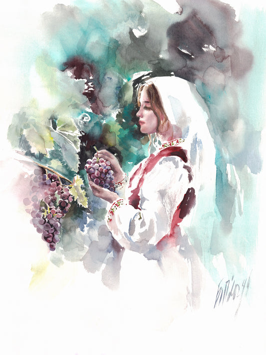 Bulgarian girl with grapes