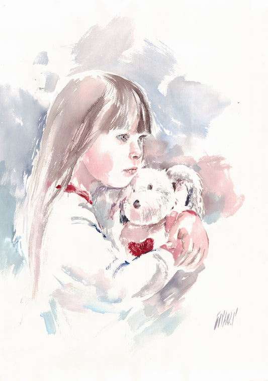 A child with a teddy bear