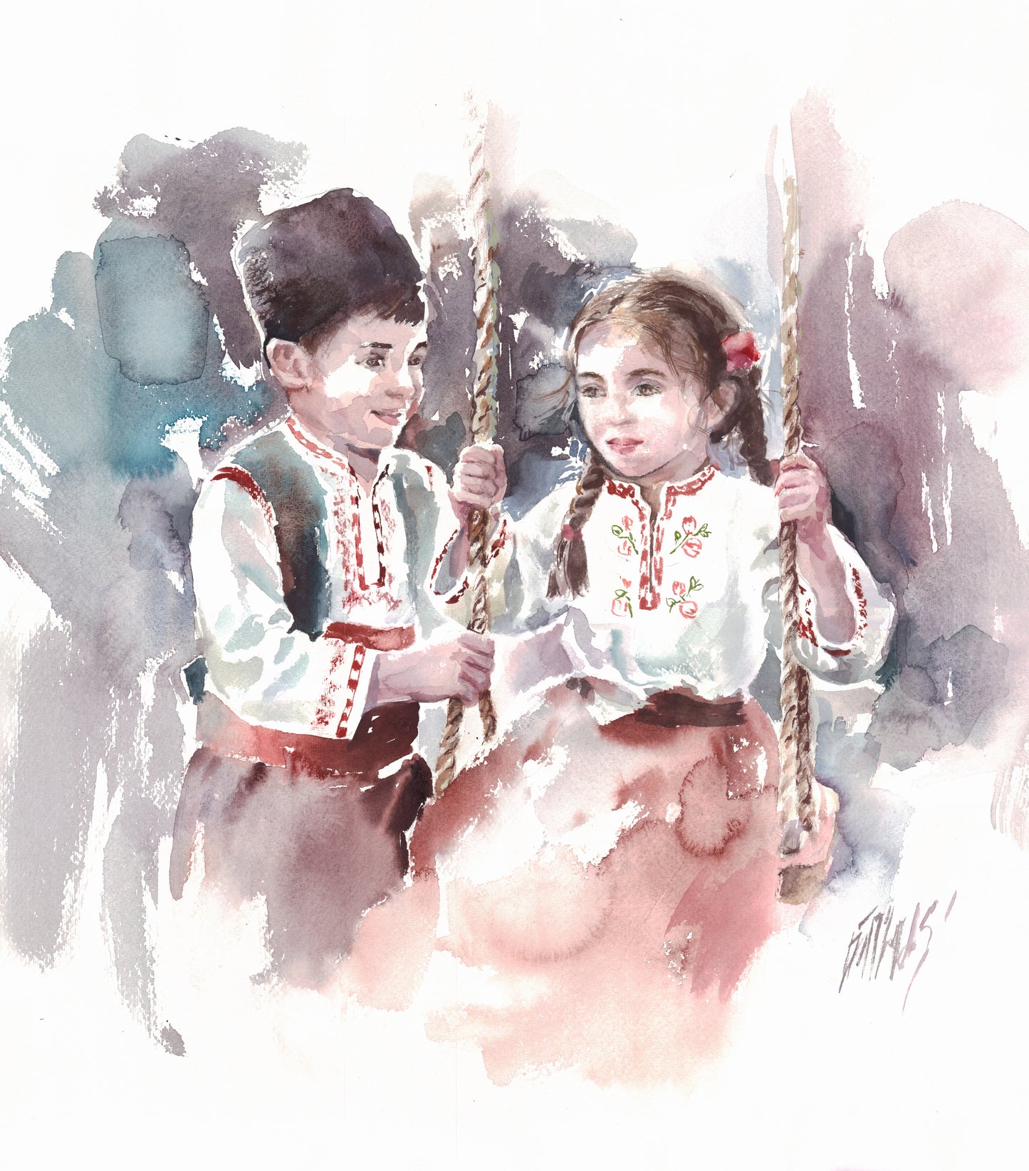 Two children - original