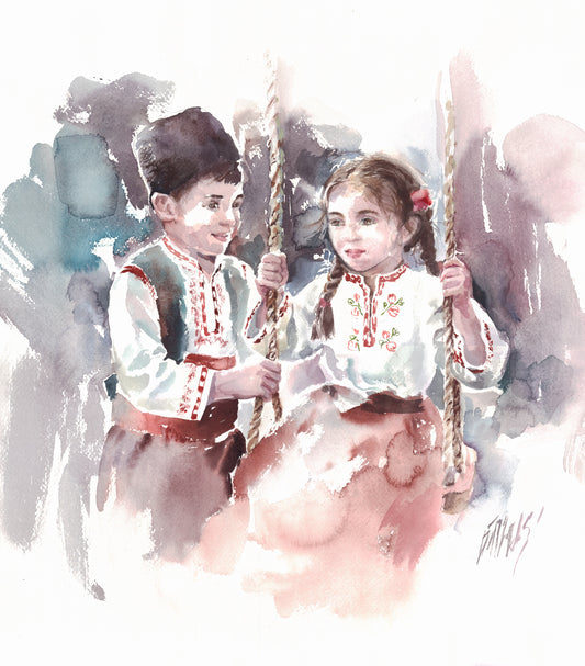 Two children - original